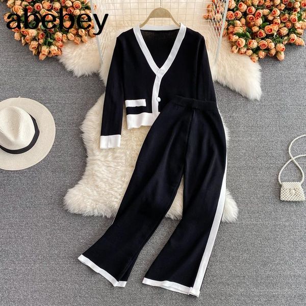 women's two piece pants 2021 spring autumn fashion v-neck long sleeve short knitted + hit color patchwork high waist wide leg 2-piece s, White
women's two piece pants 2021 spring autumn fashion v-neck long sleeve short knitted + hit color patchwork high waist wide leg 2-piece s, White