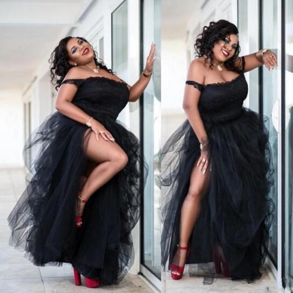party dresses black plus size prom side split tutu tulle off the shoulder women formal wear evening gowns, White;black
party dresses black plus size prom side split tutu tulle off the shoulder women formal wear evening gowns, White;black