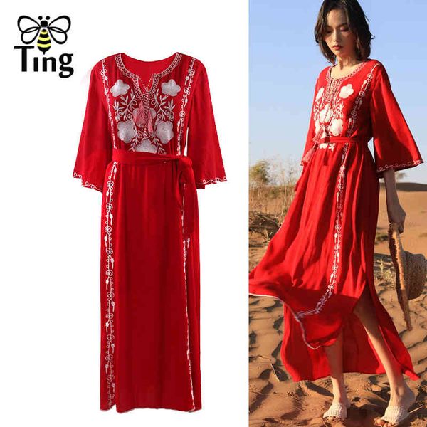 vintage bohemian flower emboridery red loose maxi long dress women side split tassel boho beach vestidos holiday robes 210513, Black;gray
vintage bohemian flower emboridery red loose maxi long dress women side split tassel boho beach vestidos holiday robes 210513, Black;gray