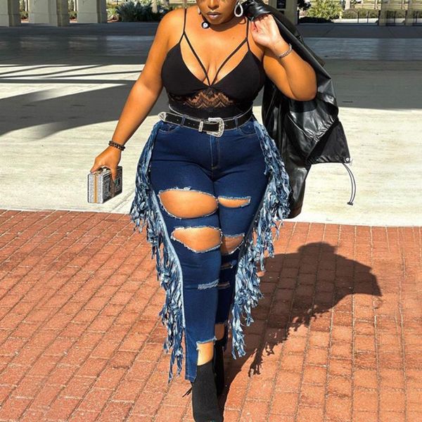 women's jeans fashion tassel pencil pants for womens denim hollow out high skinny street wear long trousers autumn, Blue
women's jeans fashion tassel pencil pants for womens denim hollow out high skinny street wear long trousers autumn, Blue