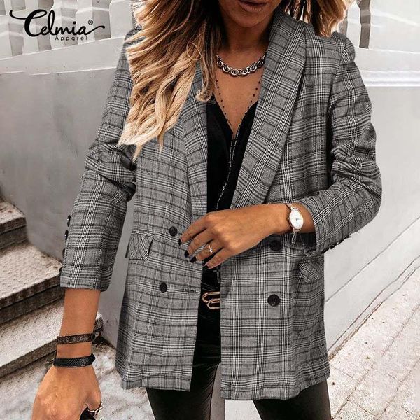 women's suits & blazers business vintage plaid blazers celmia women fashion casual buttons checked formal suit coats casual loose, White;black
women's suits & blazers business vintage plaid blazers celmia women fashion casual buttons checked formal suit coats casual loose, White;black