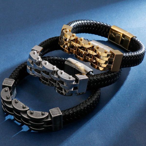 tennis 12mm men's braided leather bracelets armband heren with magnetic clasp elegant bracelet for men gold black s.steel drop, Golden;silver
tennis 12mm men's braided leather bracelets armband heren with magnetic clasp elegant bracelet for men gold black s.steel drop, Golden;silver