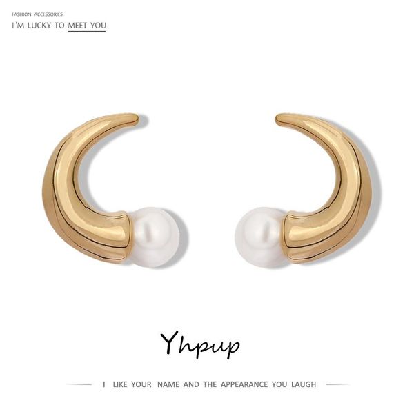 stud yhpup minimalist brand horns small earrings for women personalized simulated pearls jewelry simple geometric, Golden;silver
stud yhpup minimalist brand horns small earrings for women personalized simulated pearls jewelry simple geometric, Golden;silver
