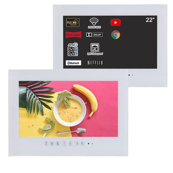 soulaca 22 inch white smart bathroom led waterproof television for spa ip66 rated salon tv l luxury
soulaca 22 inch white smart bathroom led waterproof television for spa ip66 rated salon tv l luxury