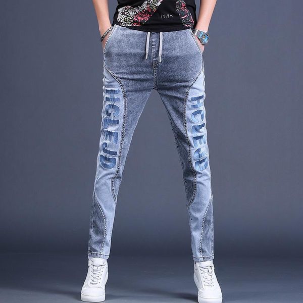 men's jeans 2021 korean retro tide brand casual comfortable self-cultivation all-match stitching trousers, Blue
men's jeans 2021 korean retro tide brand casual comfortable self-cultivation all-match stitching trousers, Blue