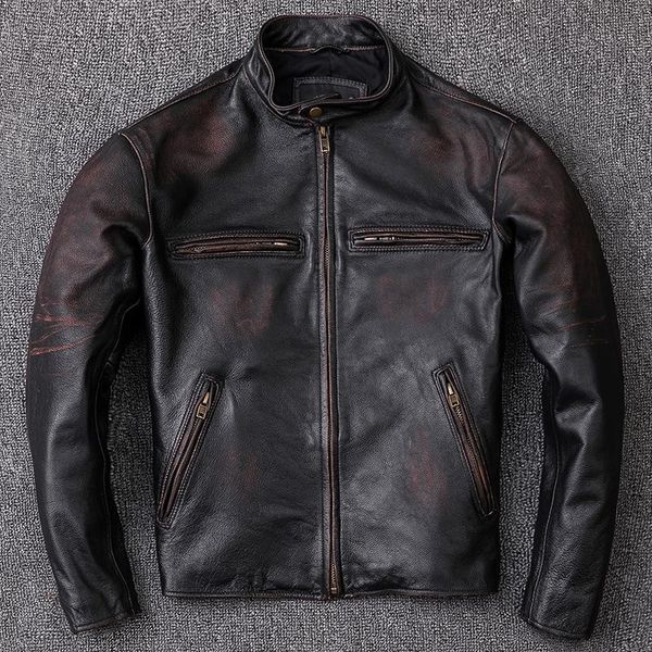 men's leather & faux arrival vintage dark brown jackets,cow skin casual man genuine coat nice, Black
men's leather & faux arrival vintage dark brown jackets,cow skin casual man genuine coat nice, Black