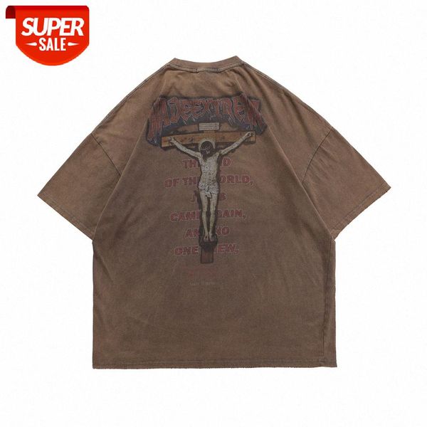 retro wash and old character print short-sleeved t-shirt men's dark wind loose round neck five-point sleeve #my5i, White;black
retro wash and old character print short-sleeved t-shirt men's dark wind loose round neck five-point sleeve #my5i, White;black