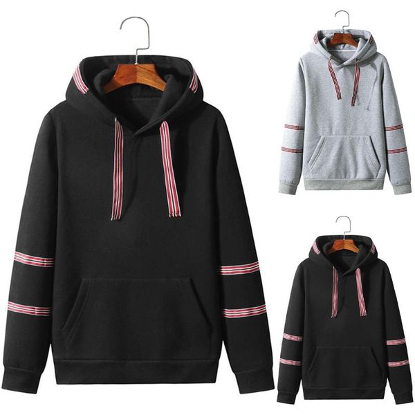 men's hoodies & sweatshirts men winter plain stripe loose hooded long sleeve sports hoodie jumper sweatshirt pullover, Black 
men's hoodies & sweatshirts men winter plain stripe loose hooded long sleeve sports hoodie jumper sweatshirt pullover, Black