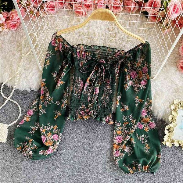 summer women's vintage print floral chiffon shirt blouse womens chic sweet ruffles swing strapless puff sleeve 210420, White
summer women's vintage print floral chiffon shirt blouse womens chic sweet ruffles swing strapless puff sleeve 210420, White