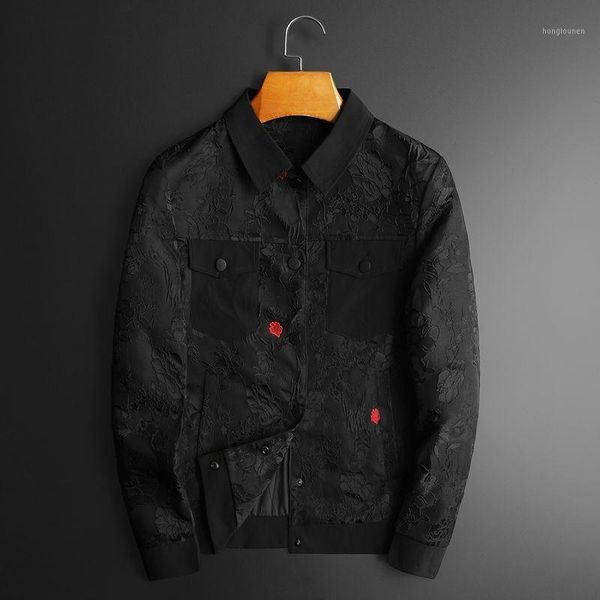 men's jackets 2021 print men spring lapel black jacquard outer red flower vintage bomber jacket, Black;brown
men's jackets 2021 print men spring lapel black jacquard outer red flower vintage bomber jacket, Black;brown