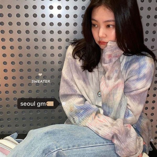 women's knits & tees 2021 korean style autumn and winter idle student knitted ins tie-dyed long-sleeved women 's sweater date coat, White
women's knits & tees 2021 korean style autumn and winter idle student knitted ins tie-dyed long-sleeved women 's sweater date coat, White