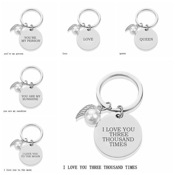 keychains i love you three thousand times quote metal keychain fashion simulation pearl wings stainless steel couple pendant, Silver
keychains i love you three thousand times quote metal keychain fashion simulation pearl wings stainless steel couple pendant, Silver