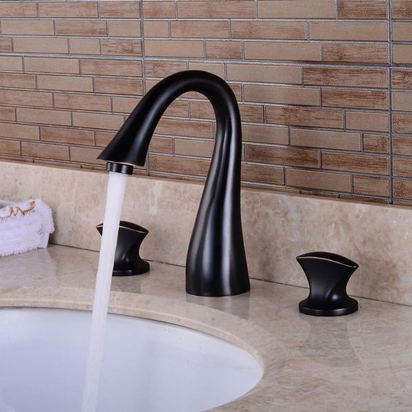 basin faucets european-style black/brushed bathroom sink mixer dual handle deck mounted 3 hole faucet and cold water taps
basin faucets european-style black/brushed bathroom sink mixer dual handle deck mounted 3 hole faucet and cold water taps