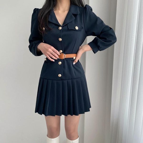 casual dresses stylish notched collar short women dress autumn long sleeve single-breasted belted pleated female vestidos 2021, Black;gray
casual dresses stylish notched collar short women dress autumn long sleeve single-breasted belted pleated female vestidos 2021, Black;gray