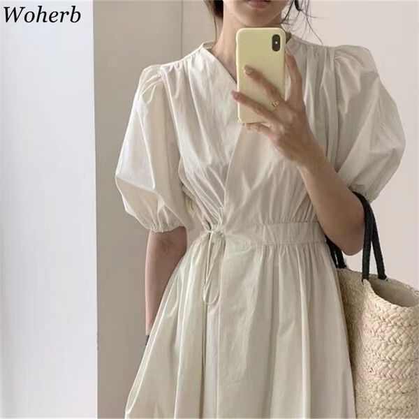v-neck white elegant dress women short puff sleeve slim robe female vintage korean summer chic vestidos 210519, Black;gray
v-neck white elegant dress women short puff sleeve slim robe female vintage korean summer chic vestidos 210519, Black;gray