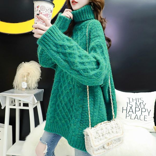 women's sweaters autumn winter thick loose mid long high collar knitted sweater women pullover coarse yarn sleeve turtleneck knit femal, White;black
women's sweaters autumn winter thick loose mid long high collar knitted sweater women pullover coarse yarn sleeve turtleneck knit femal, White;black