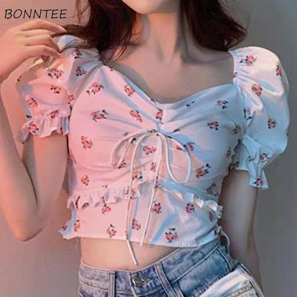 women's blouses & shirts women summer bf puff sleeve teens crop fashion floral pleated bow sweet thin slim street comfortable cloth, White
women's blouses & shirts women summer bf puff sleeve teens crop fashion floral pleated bow sweet thin slim street comfortable cloth, White