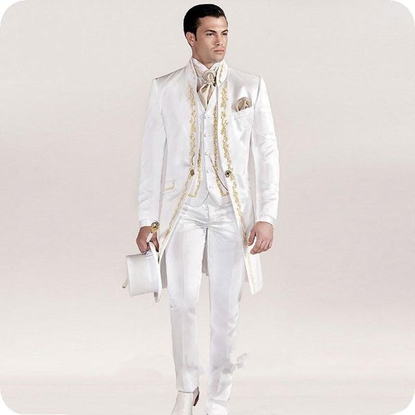 men's suits & blazers italy retro white trailing embroidered suit jacket slim long pants vest groom tuxedo 3 pieces, White;black
men's suits & blazers italy retro white trailing embroidered suit jacket slim long pants vest groom tuxedo 3 pieces, White;black