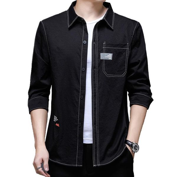 men's casual shirts mens brand shirt korean 100% cotton for young spring autumn broadcloth long sleeve turndown collar solid pocket a08, White;black
men's casual shirts mens brand shirt korean 100% cotton for young spring autumn broadcloth long sleeve turndown collar solid pocket a08, White;black