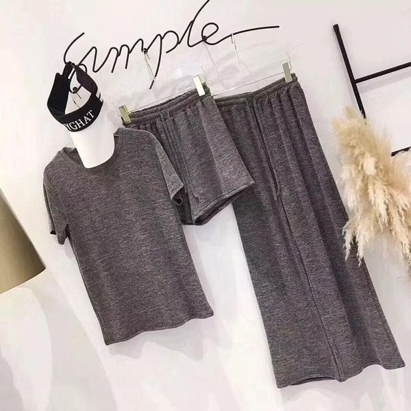 women's two piece pants clothing casual 3 set fashion knotted short sleeve tshirt high waist wide leg long trousers women solid suit ch, White
women's two piece pants clothing casual 3 set fashion knotted short sleeve tshirt high waist wide leg long trousers women solid suit ch, White