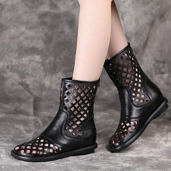 boots female hollow summer 2021 genuine leather round toe women shoes zip flat with handmade concise leisure platform, Black
boots female hollow summer 2021 genuine leather round toe women shoes zip flat with handmade concise leisure platform, Black