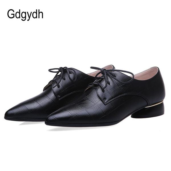 dress shoes gdgydh spring autumn women low heel pump pointed toe embossed leather lace-up office lady block comfortable, Black
dress shoes gdgydh spring autumn women low heel pump pointed toe embossed leather lace-up office lady block comfortable, Black