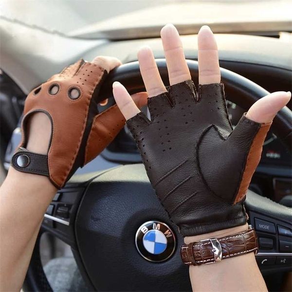 mens leather gloves deerskin fashion male half fingerless unlined non-slip driving mittens 211214, Blue;gray
mens leather gloves deerskin fashion male half fingerless unlined non-slip driving mittens 211214, Blue;gray