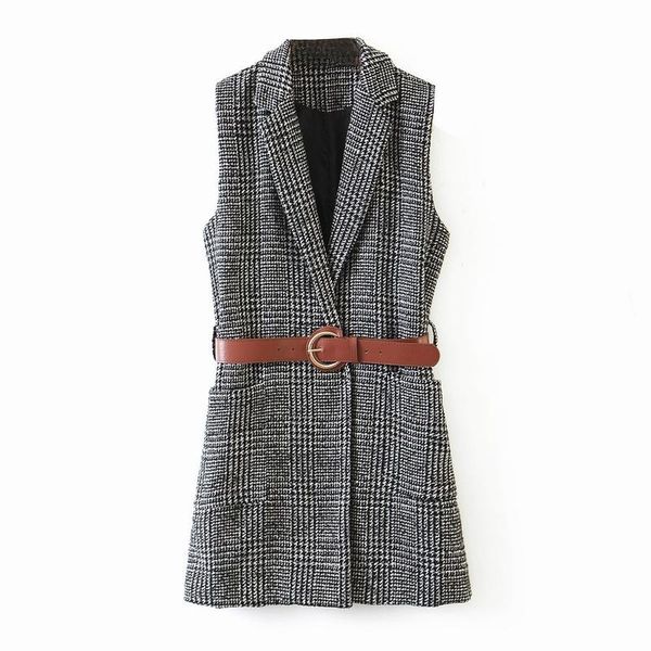 women's vests women long vest with belt 2021 fashion houndstooth plaid female casual outerwear, Black;white
women's vests women long vest with belt 2021 fashion houndstooth plaid female casual outerwear, Black;white