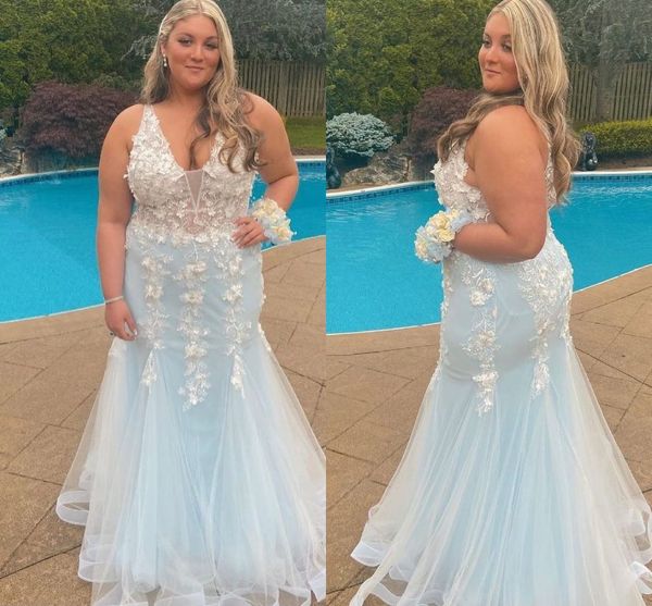 modern light blue 3d floral flowers plus size prom evening dresses formal gowns 2022 deep v neck mermaid tulle backless bridesmaid cocktail, Black
modern light blue 3d floral flowers plus size prom evening dresses formal gowns 2022 deep v neck mermaid tulle backless bridesmaid cocktail, Black