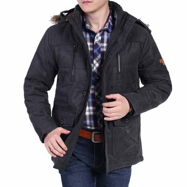 men's plus size outerwear winter cotton padded jaet medium length coat loose suit large