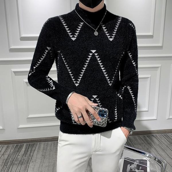 men's sweaters winter casual sweater slim mock neck knitted pullovers fashion long sleeve warm knit street wear male clothing, White;black
men's sweaters winter casual sweater slim mock neck knitted pullovers fashion long sleeve warm knit street wear male clothing, White;black