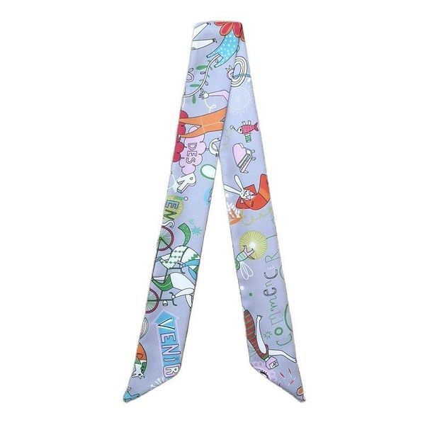 sweet style scarf 2021 fashion women silk tied hair narrow designer female headband bandana g61 scarves, Blue;gray 
sweet style scarf 2021 fashion women silk tied hair narrow designer female headband bandana g61 scarves, Blue;gray
