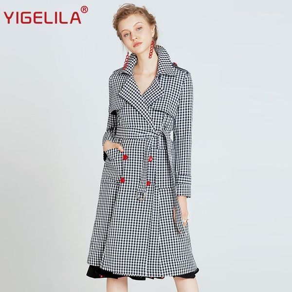 women's trench coats yigelila latest women black white plaid coat fashion v-neck double breasted belt slim long a-line 9787, Tan;black
women's trench coats yigelila latest women black white plaid coat fashion v-neck double breasted belt slim long a-line 9787, Tan;black