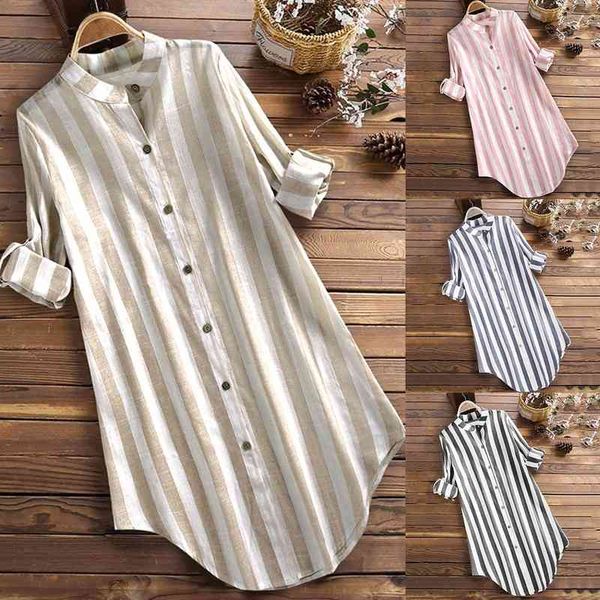 spring summer women vintage long sleeve striped blouse cotton linen shirt vestido casual blusas robe femininas 210603, White
spring summer women vintage long sleeve striped blouse cotton linen shirt vestido casual blusas robe femininas 210603, White