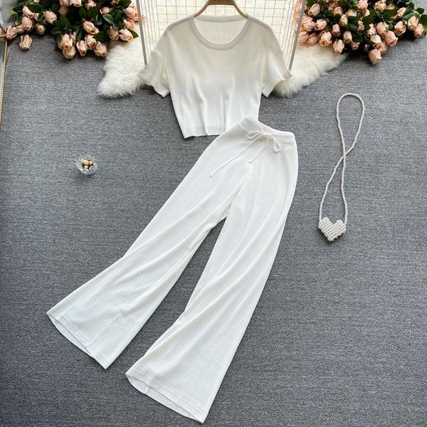 women's two piece pants knitted sets summer clothes clothing simple solid color short with wide-leg fashion two-piece suit, White
women's two piece pants knitted sets summer clothes clothing simple solid color short with wide-leg fashion two-piece suit, White