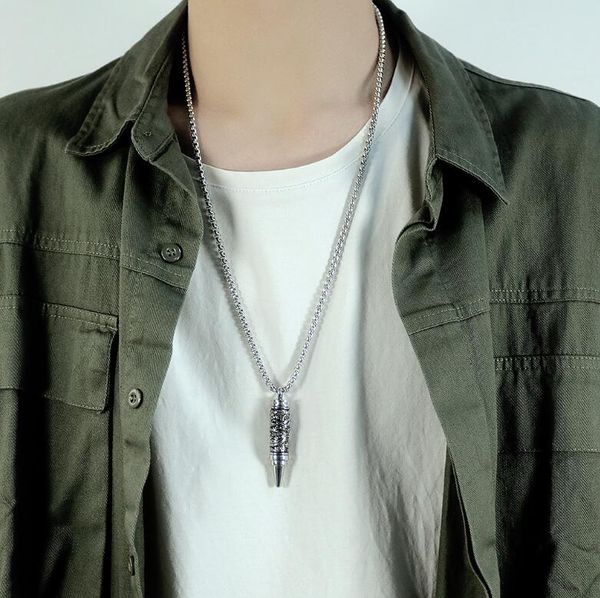 fashion brand panlong bullet pendant stainless steel hip hop net red men's necklace jewelry gift, Silver
fashion brand panlong bullet pendant stainless steel hip hop net red men's necklace jewelry gift, Silver