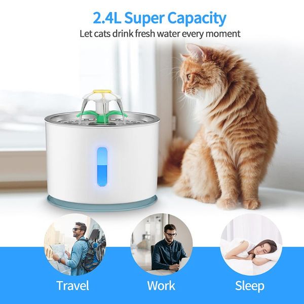 automatic pet cat waterer stainless steel mute dispenser 2.4l led ultra quiet filter dog water fountain drinking bowl feeder bowls & feeders
automatic pet cat waterer stainless steel mute dispenser 2.4l led ultra quiet filter dog water fountain drinking bowl feeder bowls & feeders