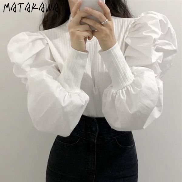 matakawa puff sleeve slim ladies shirt korea autumn style round neck blusas thread stitching women blouse cotton 210513, White
matakawa puff sleeve slim ladies shirt korea autumn style round neck blusas thread stitching women blouse cotton 210513, White