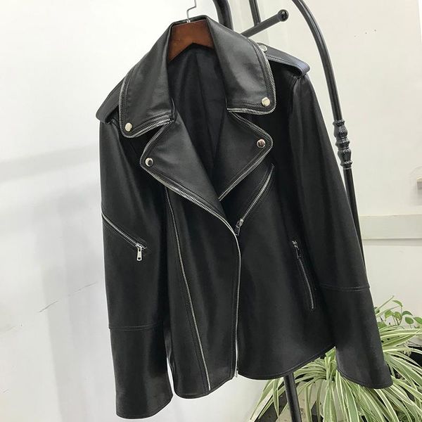 women's leather & faux genuine jacket women coats spring and autumn real sheepskin female clothes, Black
women's leather & faux genuine jacket women coats spring and autumn real sheepskin female clothes, Black
