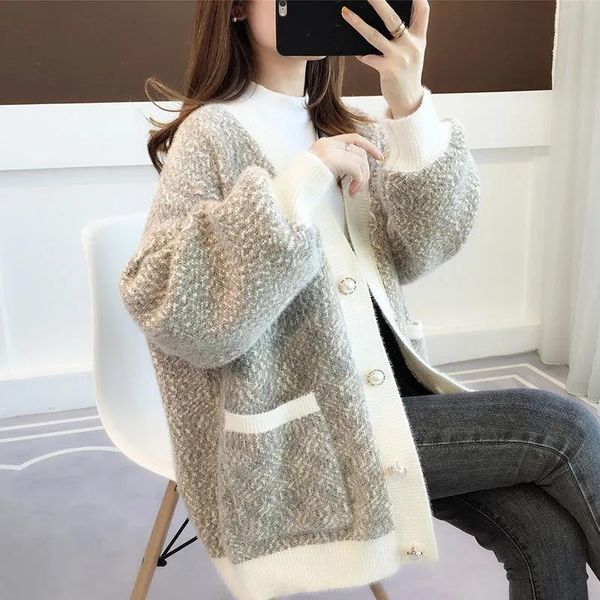 women's knits & tees fashion sweet v-neck knitted sweater cardigan women korean long sleeve loose autumn winter coat oversized casual o, White
women's knits & tees fashion sweet v-neck knitted sweater cardigan women korean long sleeve loose autumn winter coat oversized casual o, White