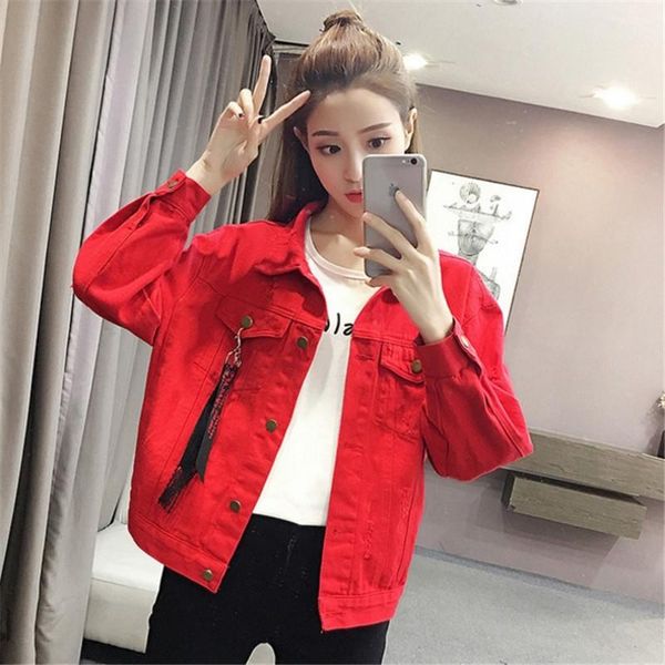 spring autumn female korean bf wind loose coat women red denim hole jacket long sleeve fashion streetwear women's jackets, Black;brown
spring autumn female korean bf wind loose coat women red denim hole jacket long sleeve fashion streetwear women's jackets, Black;brown