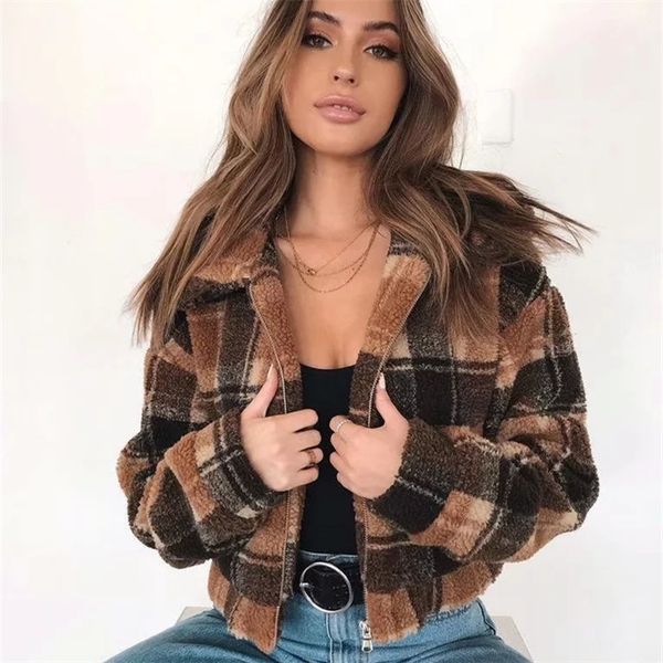 women's jackets autumn winter european style cashmere plaid coat women plus size windbreaker zipper thick warm outerwear uqsa, Black;brown
women's jackets autumn winter european style cashmere plaid coat women plus size windbreaker zipper thick warm outerwear uqsa, Black;brown