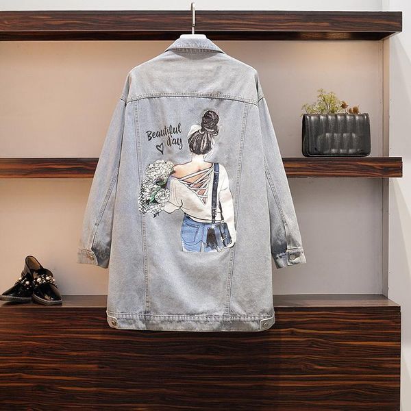 women's jackets plus size xl-5xl 2021 bf autumn harajuku cartoon printed frayed denim jacket loose casual jeans women coat outwear fema, Black;brown
women's jackets plus size xl-5xl 2021 bf autumn harajuku cartoon printed frayed denim jacket loose casual jeans women coat outwear fema, Black;brown