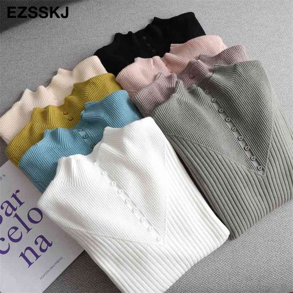 autumn winter highneck buttton thick swetter pullovers women female bottom basic sweater long sleeve knit jumpers 210805, White;black
autumn winter highneck buttton thick swetter pullovers women female bottom basic sweater long sleeve knit jumpers 210805, White;black