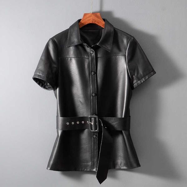 women's leather & faux 2021 autumn arrival short sleeves sheepskin real belt jackets c235, Black
women's leather & faux 2021 autumn arrival short sleeves sheepskin real belt jackets c235, Black