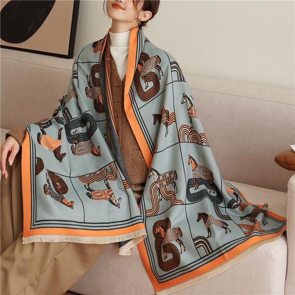 scarves luxury horse print scarf women warm cashmere pashmina shawl wrap foulard neckerchief thick blanket headband 2021 designe echarpe, Blue;gray
scarves luxury horse print scarf women warm cashmere pashmina shawl wrap foulard neckerchief thick blanket headband 2021 designe echarpe, Blue;gray