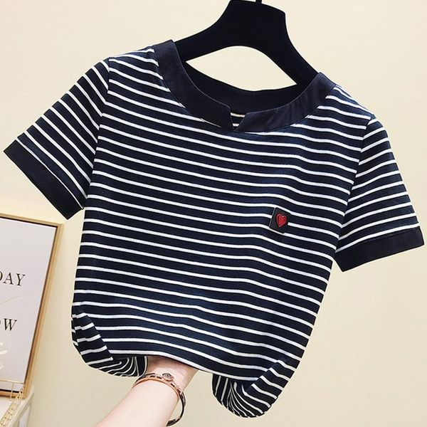 women's t-shirt striped tee shirt femme 2021 summe cotton t women slim casual korean style short sleeve tshirt woman clothes poleras mu, White
women's t-shirt striped tee shirt femme 2021 summe cotton t women slim casual korean style short sleeve tshirt woman clothes poleras mu, White
