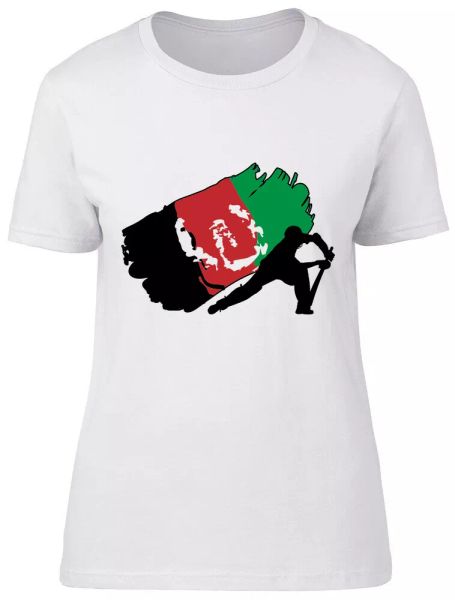 Afghanistan Cricket Ladies Womens Fitted T-Shirt Tee, White;black