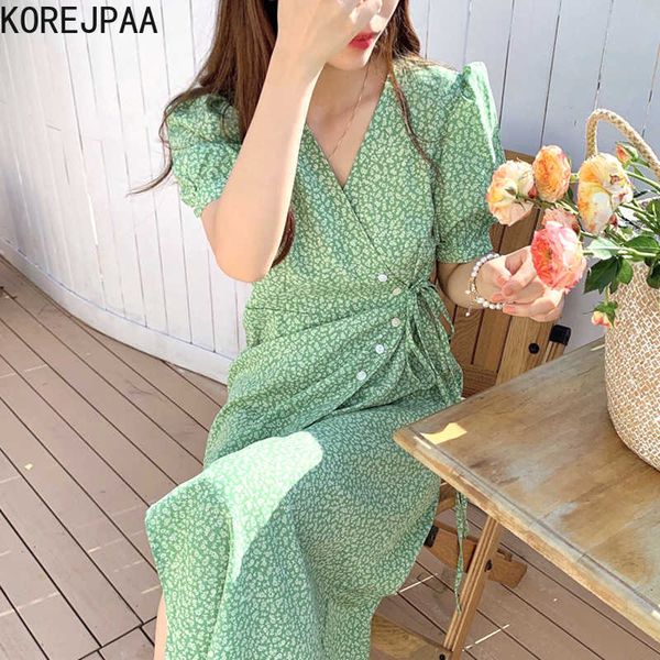 korejpaa women dress summer korean fashion gentle print v-neck diagonal buckle floral chiffon long dresses female 210526, Black;gray
korejpaa women dress summer korean fashion gentle print v-neck diagonal buckle floral chiffon long dresses female 210526, Black;gray
