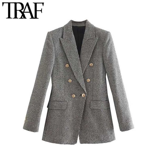 traf women fashion houndstooth fitted blazer coat vintage long sleeve flap pockets female outerwear chic veste femme 211019, White;black
traf women fashion houndstooth fitted blazer coat vintage long sleeve flap pockets female outerwear chic veste femme 211019, White;black